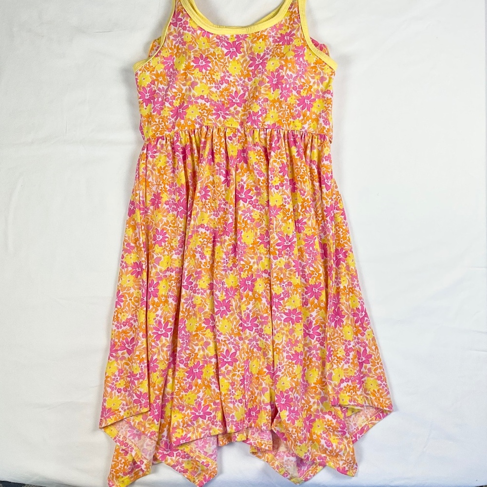 Jona Michelle Pink and Yellow Sundress with handkerchief hemline Size 10 - Picture 6 of 7